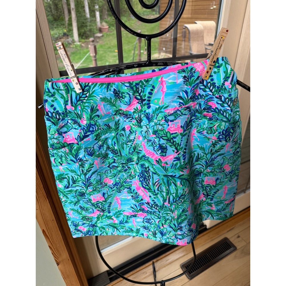 Lilly Pulitzer Luxletic Fairway Performance Twill Golf Skort Tropical Pink Blue